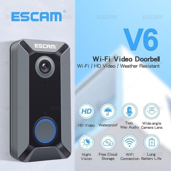 Bell Pintu Wireless Doorbell WiFi IP Camera - Cloud Storage - ESCAM V6
