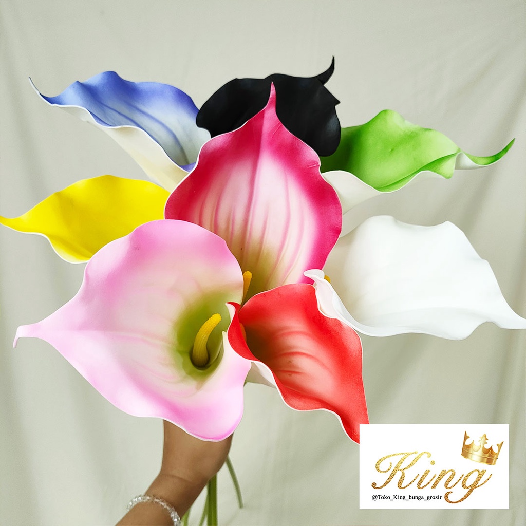 Artificial Flower Jumbo Large Real Touch Calla Lily Bunga Latex Tangkai Palsu Plastik Dekorasi Hias