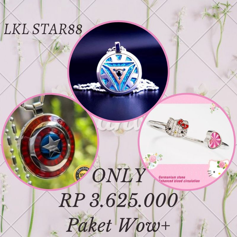 Paket Pendant Iron Man + Pendant Captain America + Bangle Hello Kitty ORIGINAL MCI