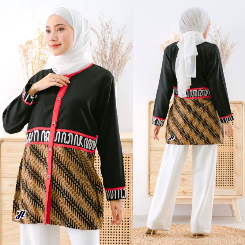 tey-17 Batik wanita ASJ SA HRB026 Kenongo Kemeja Tosca Pendek-Hanparang