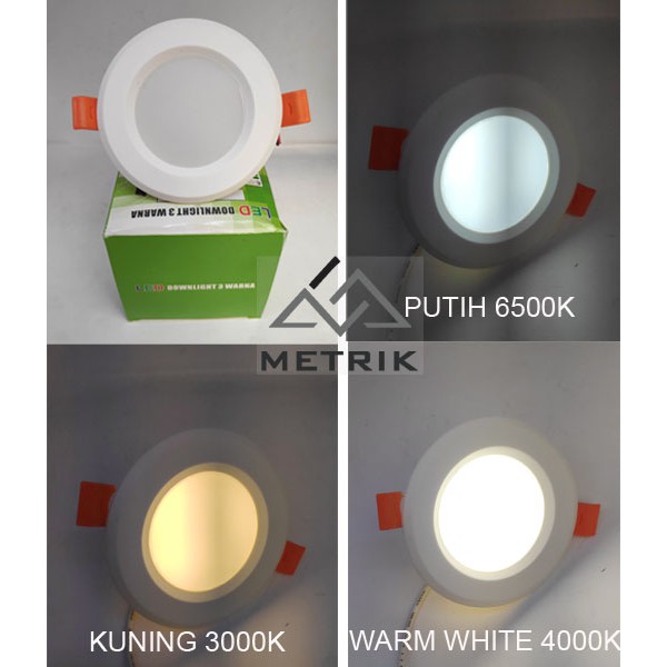 LAMPU DOWNLIGHT LED 3 WARNA 6WATT/ PANEL LED/ LAMPU PLAFON/ PANEL PLAFON