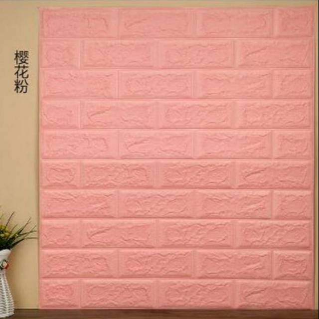 Stiker Wallpaper Dinding 3D Embosed Model Bata 77x70cm Pink