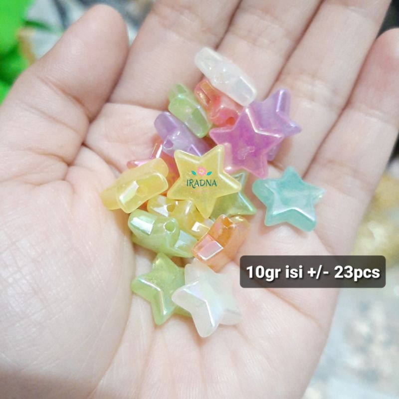 (10gr) Manik Pelangi AB Warna Bulat Bintang Kelopak Love