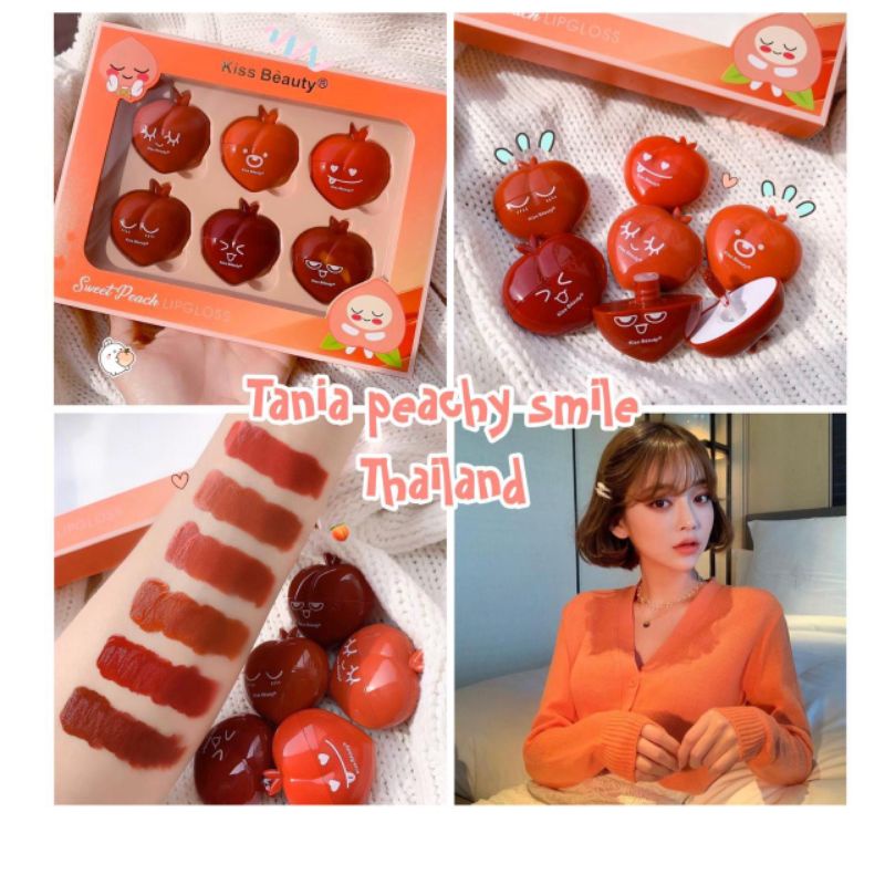 Kiss Beauty Sweet Peach Lipstik Matte Fruit Smile Bangkok Lipcream Nude Lipstik Lucu Bentuk Buah Ses