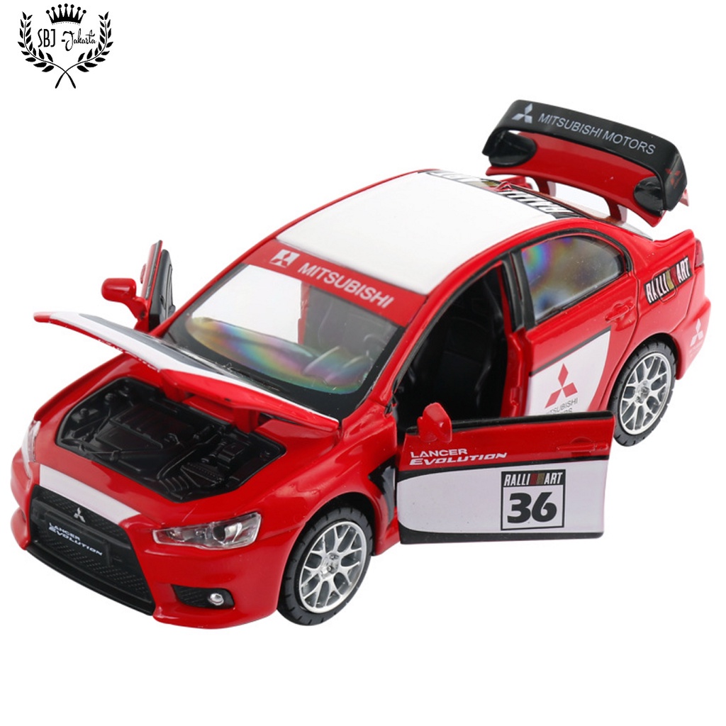 DIECAST MOBIL MITSUBISHI LANCER EVOLUTION OFFICIAL LICENSED PRODUCT RACING SKALA 1:32