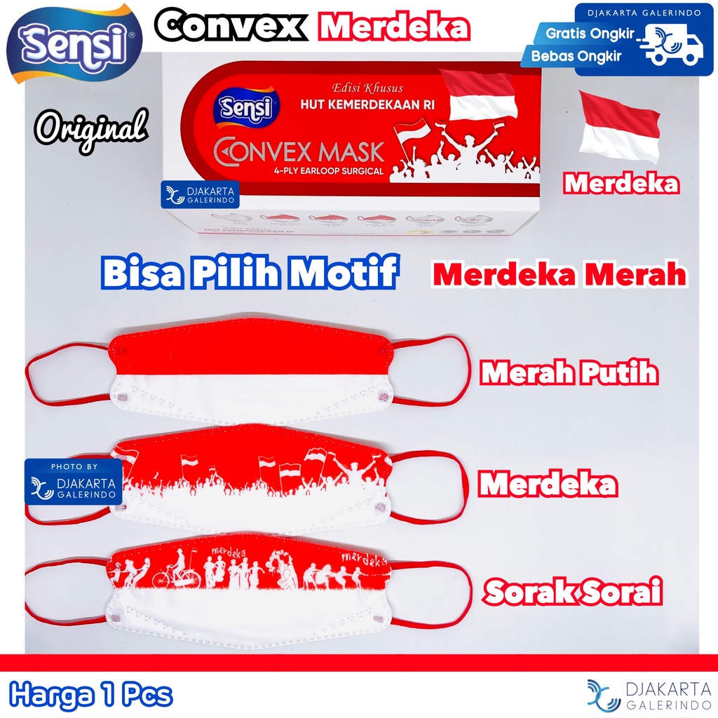 Masker Sensi Convex 4Ply Merah Putih Merdeka Hut Kemerdekaan RI Edition