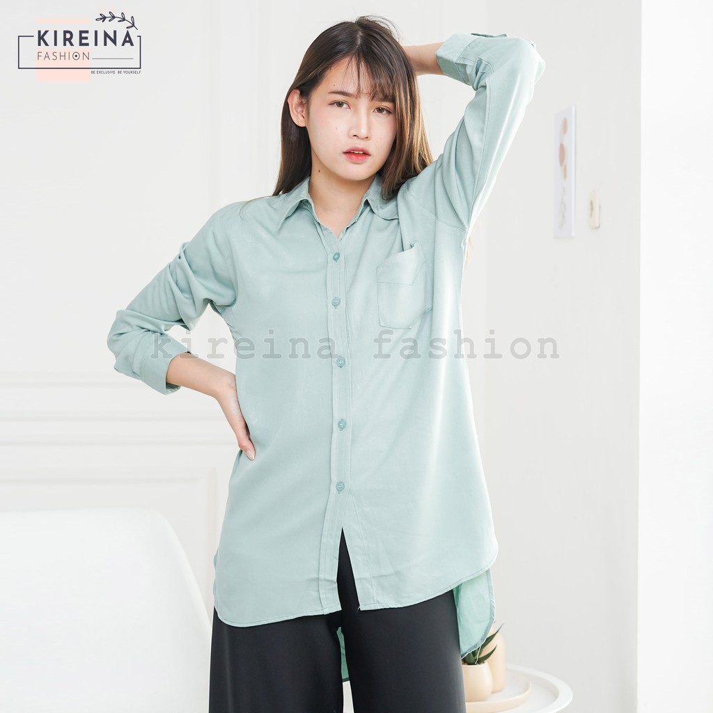 Kemeja Basic Wanita Atasan Kerja Wanita Bahan Rayon Twill | Kireina Fashion