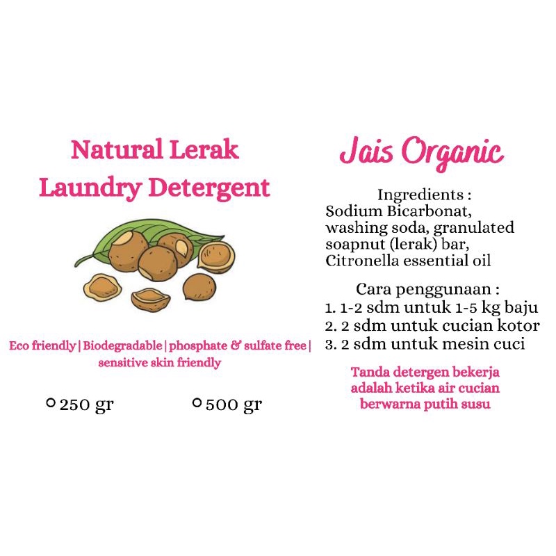 Natural Lerak Laundry Detergent powder 250 gram / Detergen Organic ramah lingkungan