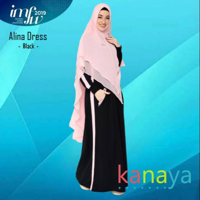 GAMIS ALINA DRESS BY KANAYA/gamis sporty/dress muslim/pakaian muslim/gamis casual/lacoste/fashion