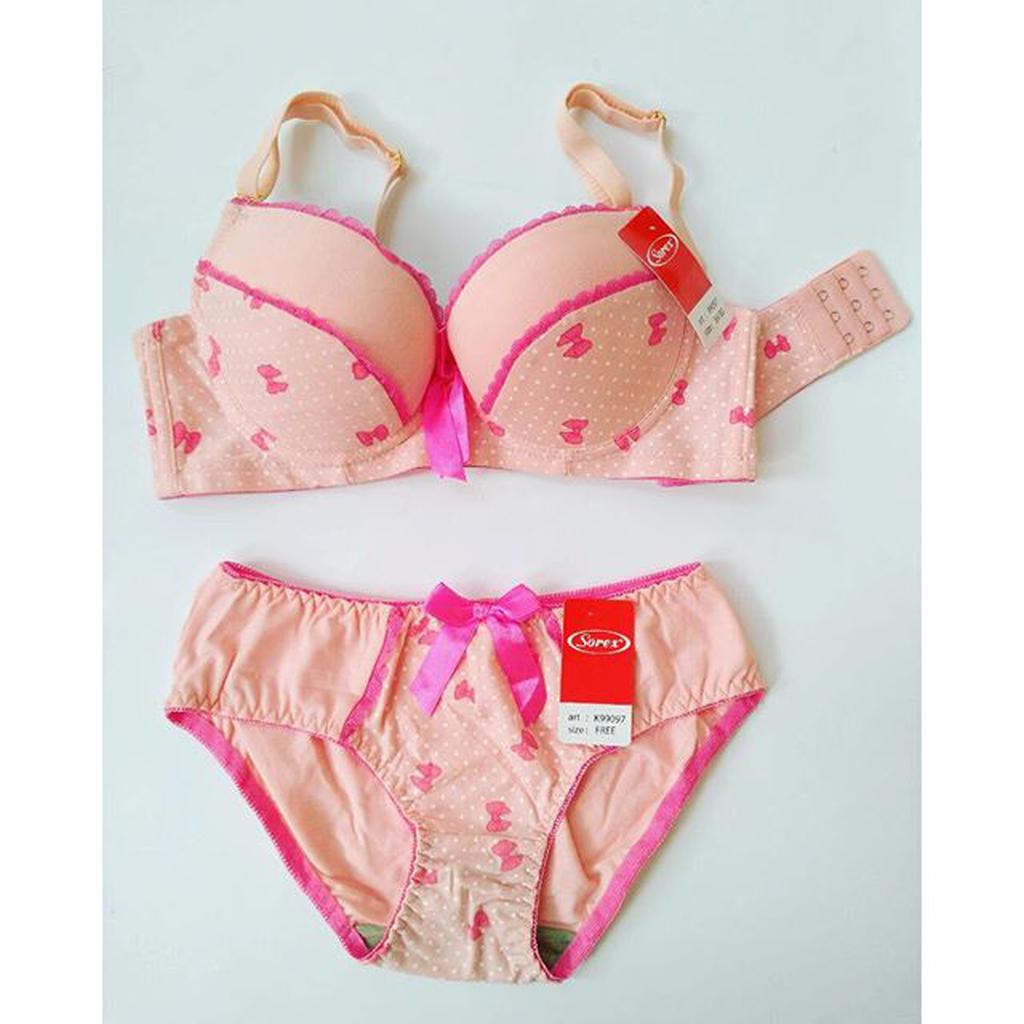 BRA BH DAN CELANA CD set LUCU POLKA SOREX PINK