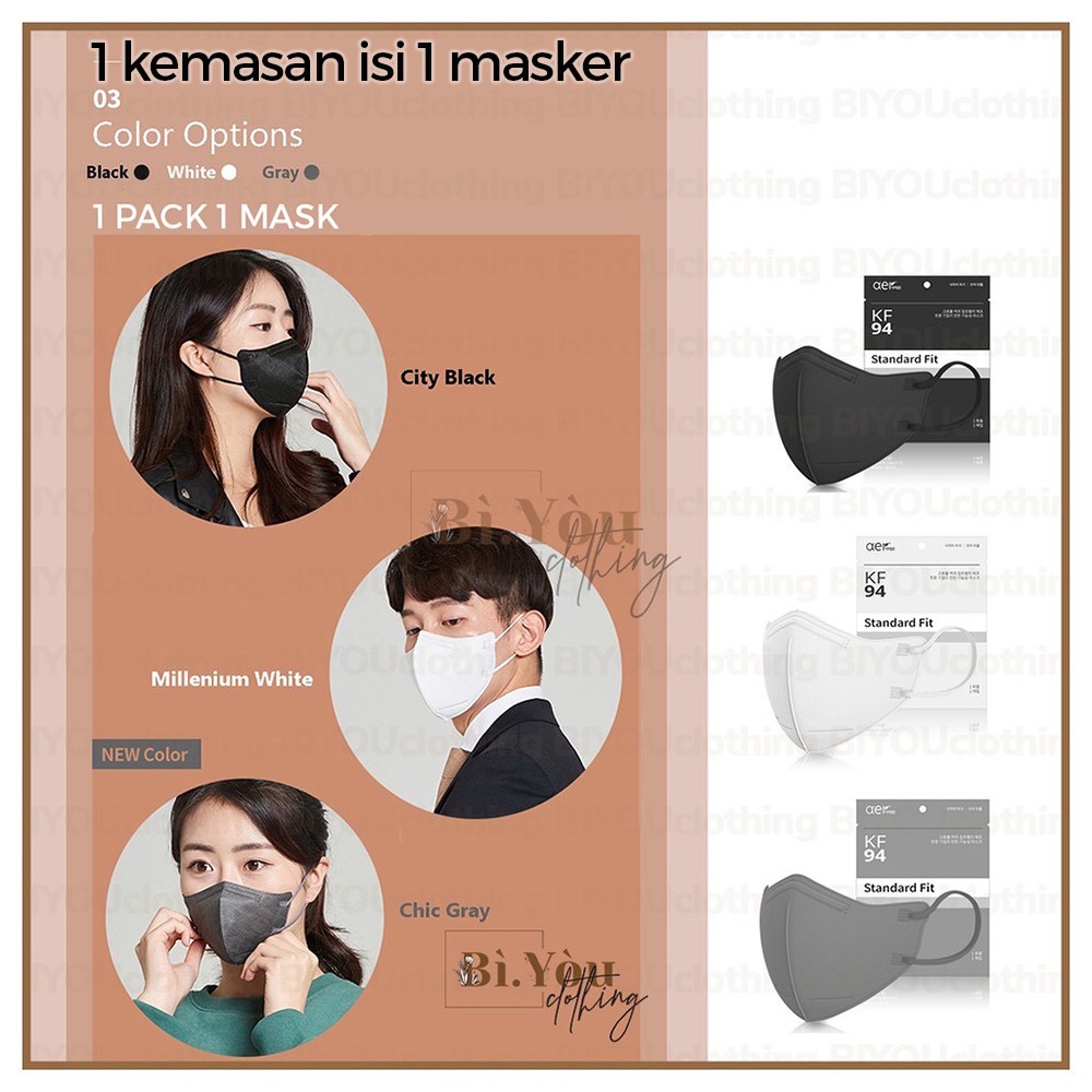 [isi 1] Masker AER Standard Fit Mask KF94 Original Made in Korea