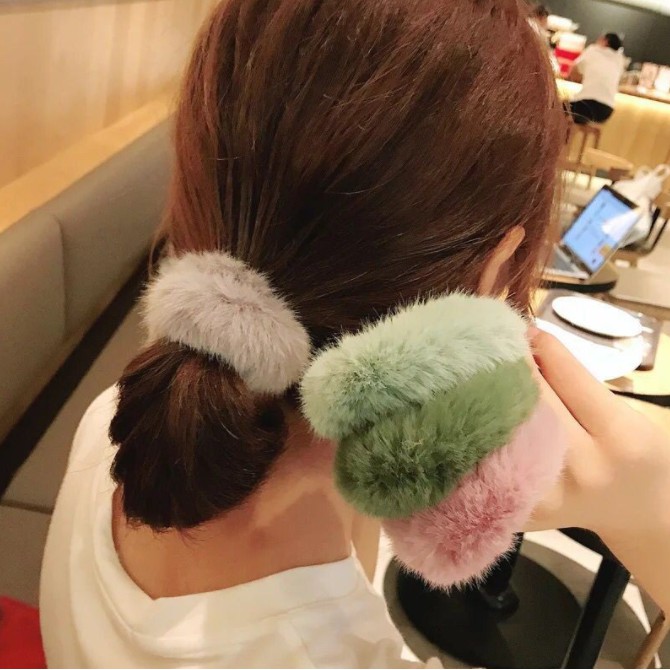 Ikat Rambut korea Ponytail Donat Pompom NJ124