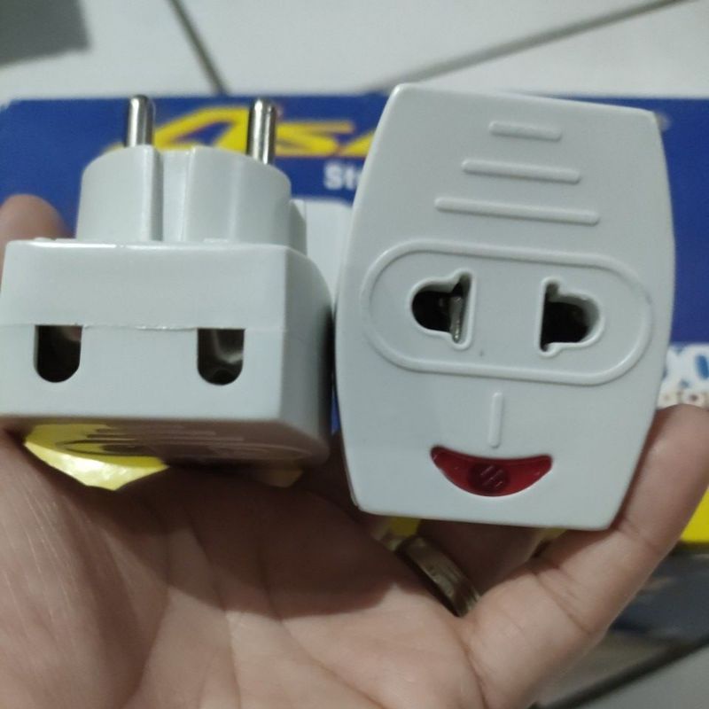 Colokan T multi + lampu sambungan stop kontak T mini cabang 3 sambungan steker mini colokan tiga