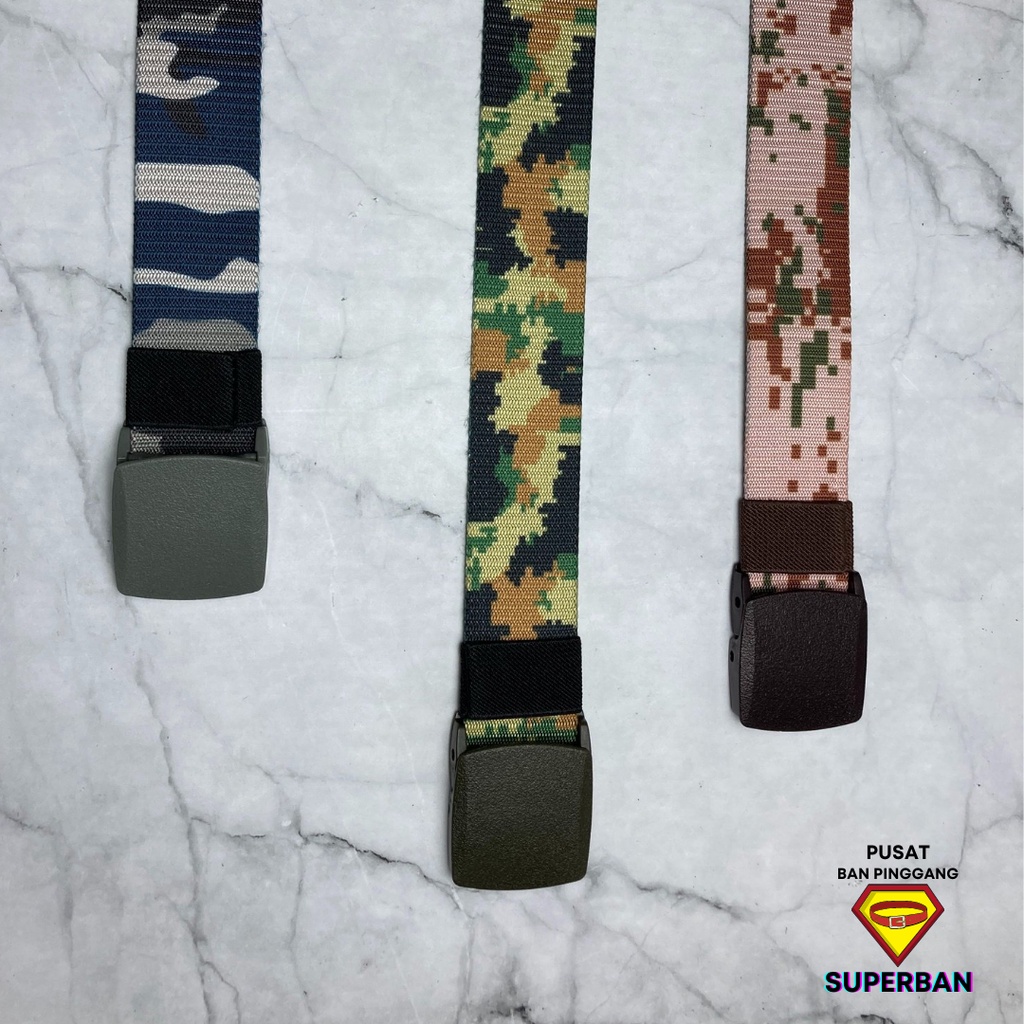 IKAT PINGGANG PRIA TACTICAL BIRU NYLON CANVAS ARMY ANTI METAL DETECTOR CAMOUFLAGE NAVY  - SUPERBAN