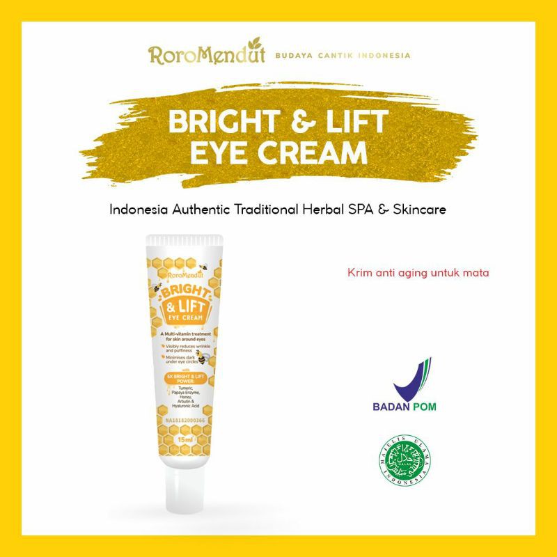 [ORIGINAL] BRIGHT & LIFT EYE CREAM RORO MENDUT -  KRIM PENGHILANG MATA PANDA & KANTUNG MATA
