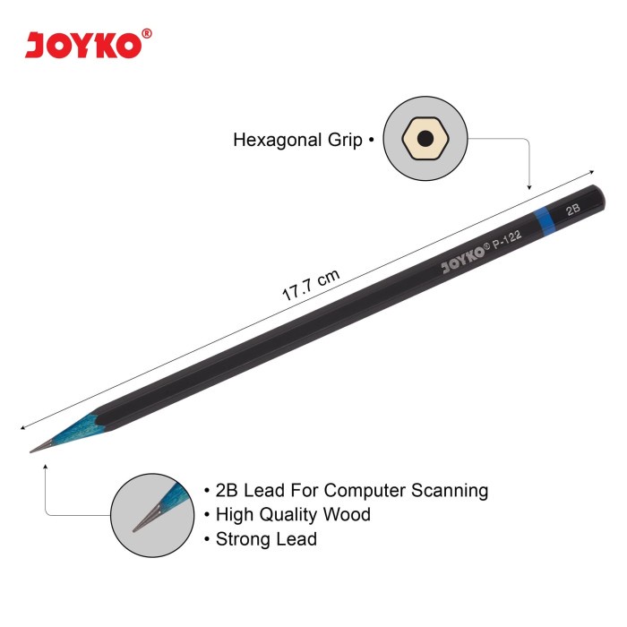 

TULIS-ALAT- PENCIL PENSIL JOYKO P-122 2B 1 BOX 12 PCS -ALAT-TULIS.