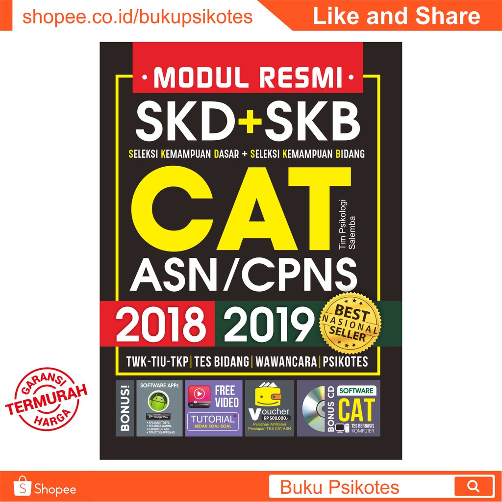 BUKU TES CPNS 2018 - MODUL RESMI SKD+SKB CAT ASN/CPNS 2018-2019 + BONUS CD