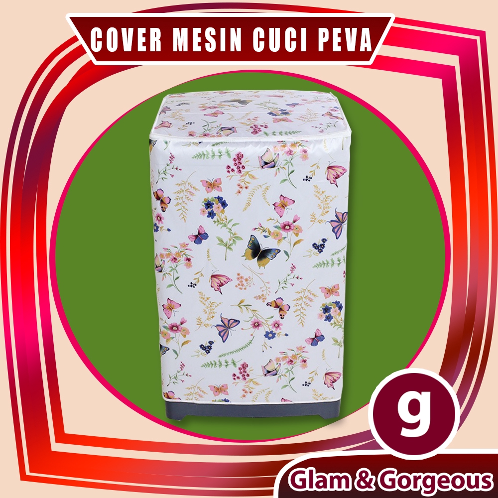 Cover Mesin Cuci Penutup Plastik Peva WMC005 Motif Kupu