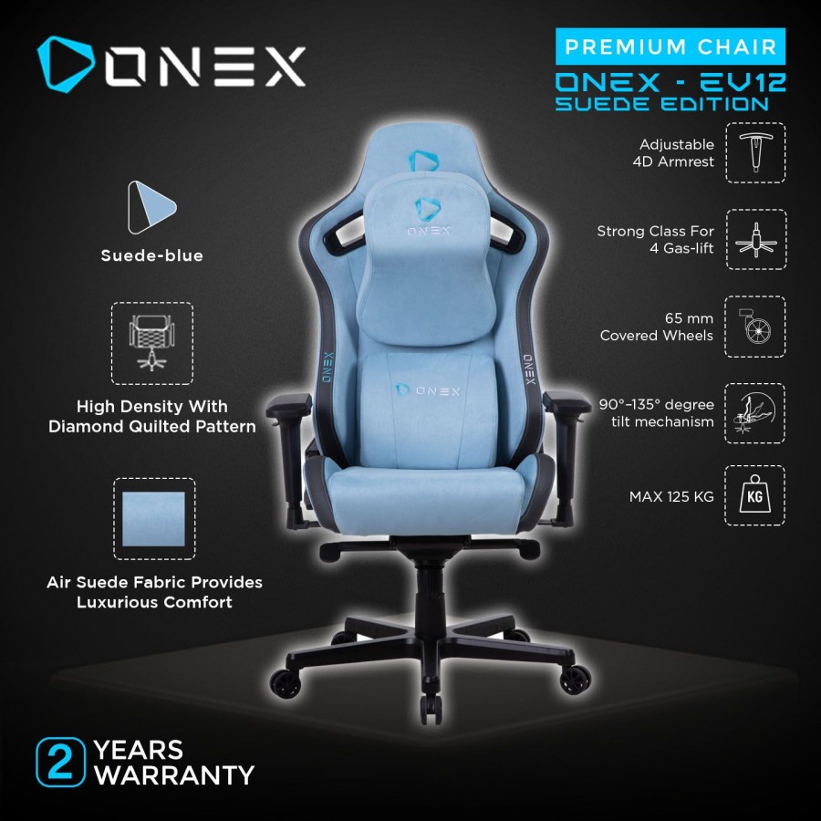 Kursi Gaming ONEX EV12 EVOLUTION SUEDE EDITION KURSI GAMING CHAIR-BLUE