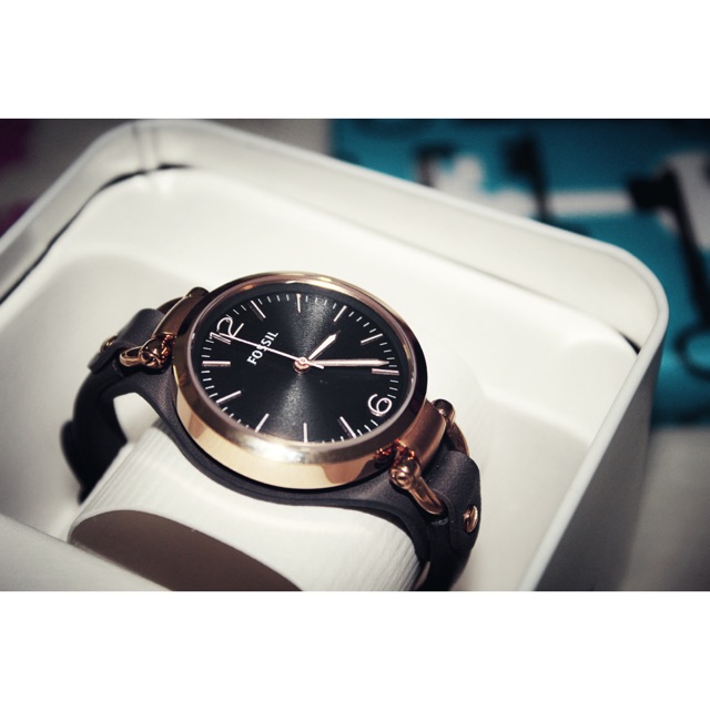 Fossil ES3077 Georgia Smoke Leather Strap