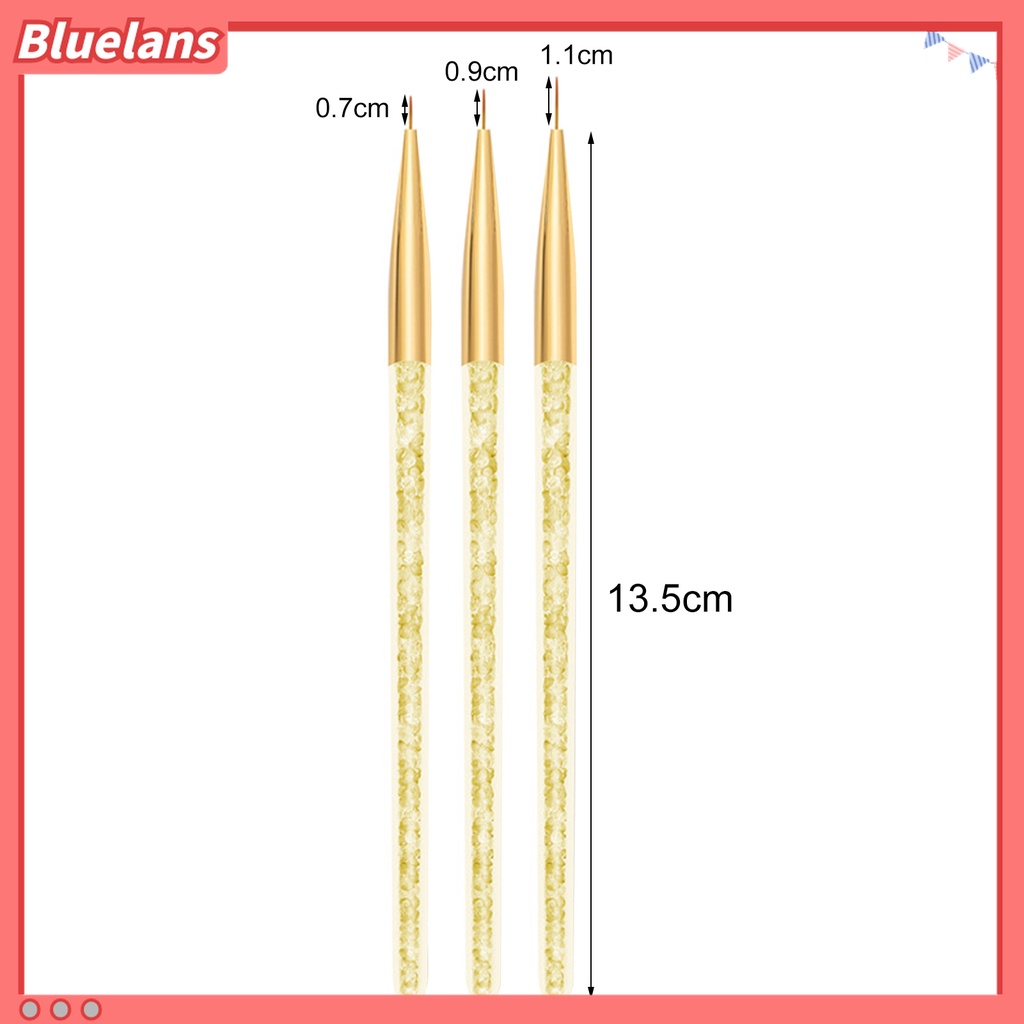 (In Stock) Kacamata Hitam Lensa Warna Warni ♡3 Pcs Pen Liner Bahan Nilon Wol Untuk Menggambar Nail Art