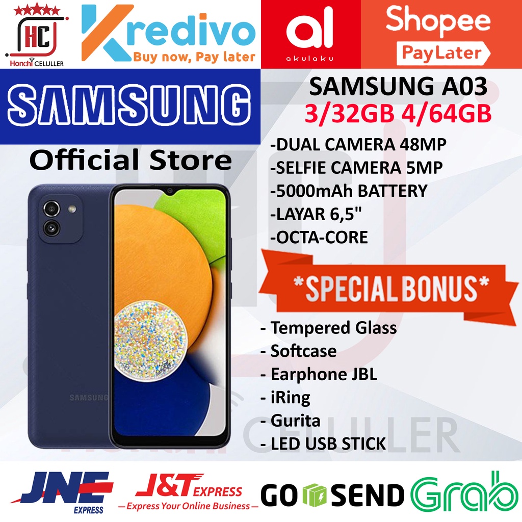 SAMSUNG A03 4/64 GB 3/32 GB GARANSI RESMI SAMSUNG INDONESIA SEIN