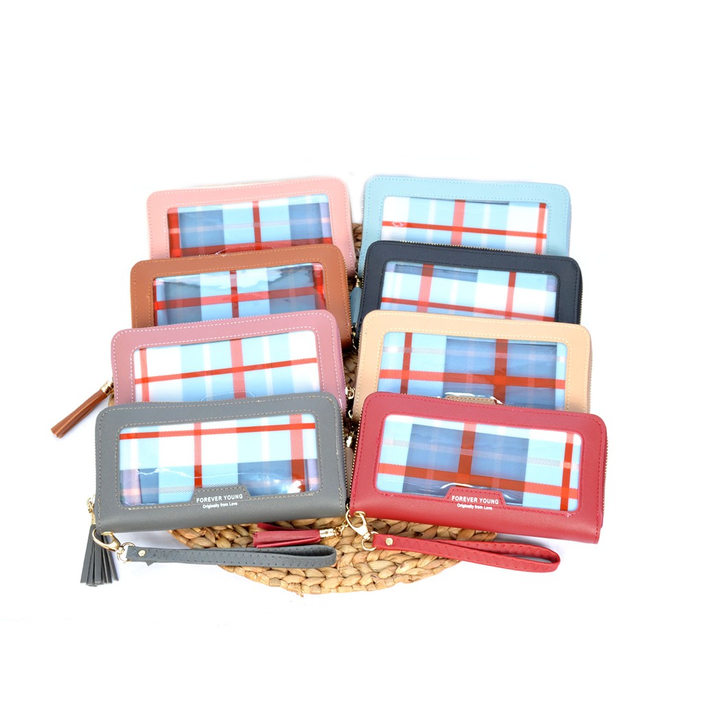 SIAP KIRIM!!! Dompet panjang wanita / Dompet wanita transparant / motif garis / Dompet IMPORT 2303-29