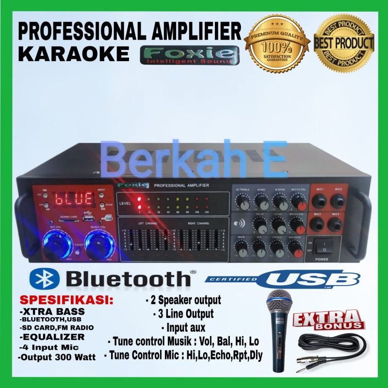 Amplifier Audio  FOXIE C-A98 Usb Bluetooth Karaoke