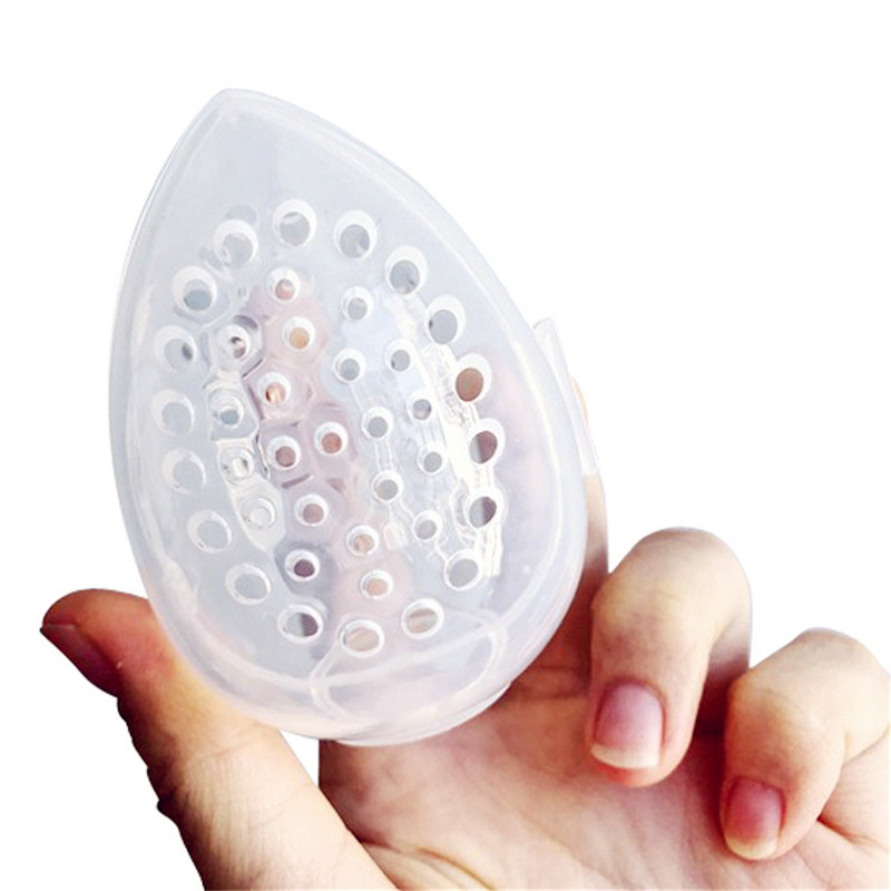 Kotak Penyimpanan Puff Bentuk Telur Transparan Breathable Tahan Debu Anti Jamur Untuk Kecantikan