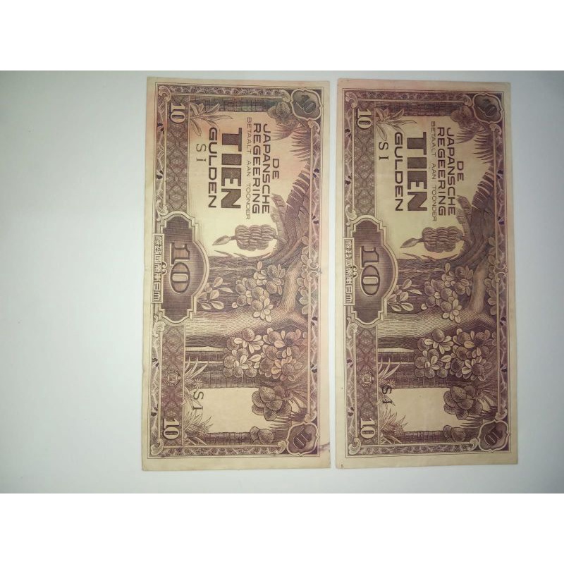 10 Gulden DJR 1942 AXF sesuai poto Rp27.500 per lembar