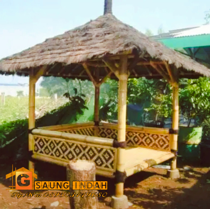 terlaris gazebo bambu/saung bambu/rumah bambu ukuran 2x2