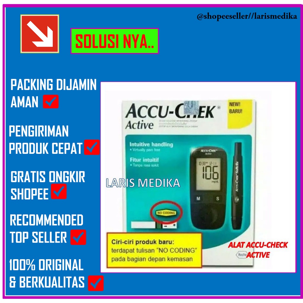 ALAT ACCU-CHECK ACTIVE ORIGINAL / ALAT CEK GULA DARAH ACCU CHECK ACTIVE / ACCU-CHECK / ACCU CHECK Alat Tes Cek Gula Darah Accu-Chek Accu Check Accucheck Active / Cek Gula Darah