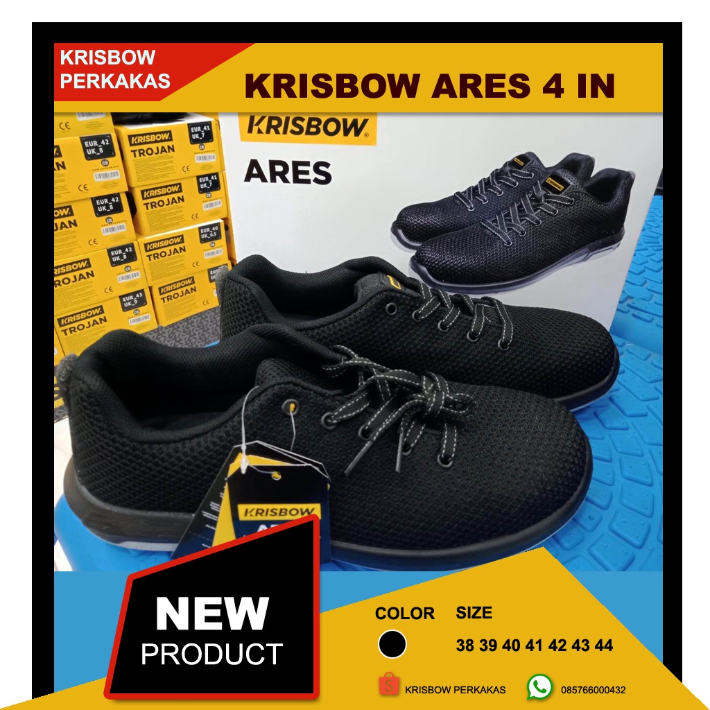 Jual KRISBOW SAFETY SHOES ARES 4 INCH WARNA HITAM Shopee Indonesia