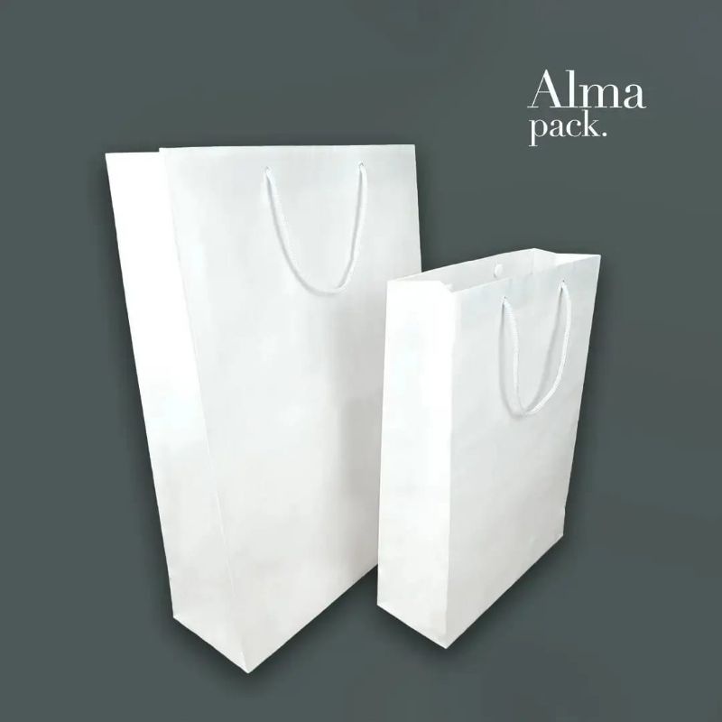 

Paper Bag - White Kraft ukuran Large (putih polos) Paperbag Jumbo Tas Belanja Putih Polos