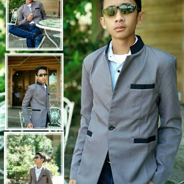 Blezer jas pria modern kera koko