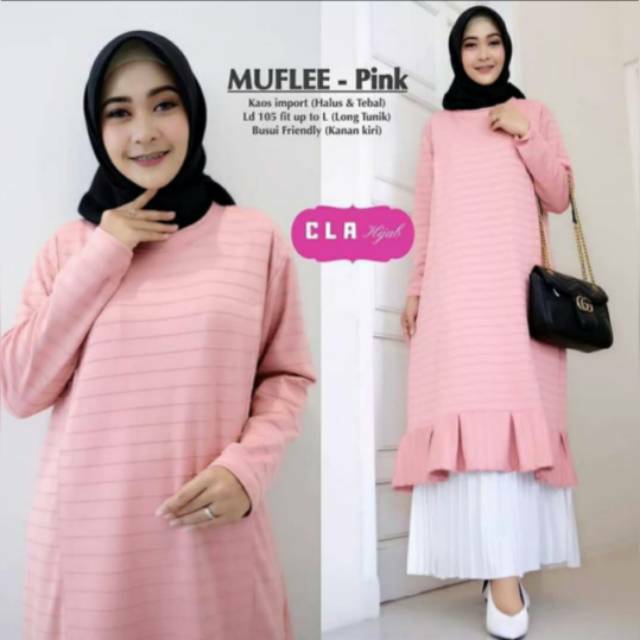 MUFLEE Tunik Baju Atasan Wanita Muslim Casual Busui Branded Original