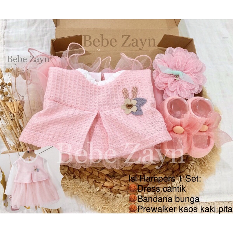 {BEBE ZAYN} Hampers baby/ hampers bayi/ baby gift/ kado bayi/ baby newborn/ Baby Girl/ Flowery Dress Set-Cattleya Lace Pink