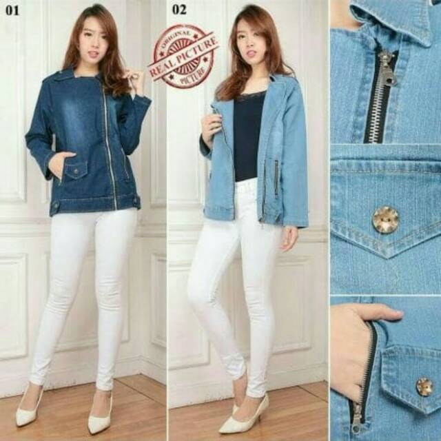 Jaket Jeans/Denim/Levis Wanita Wash Keren Simple Modern Korean Style