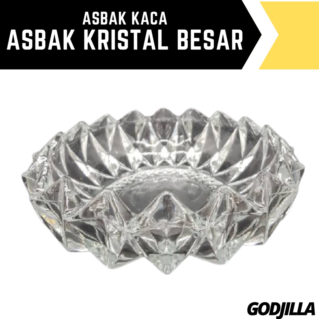 Asbak Kaca Ukuran Besar 15 cm Motif Kristal Mewah Elegan Tebal Mangkok Abu Rokok Ashtray Unik Harga 