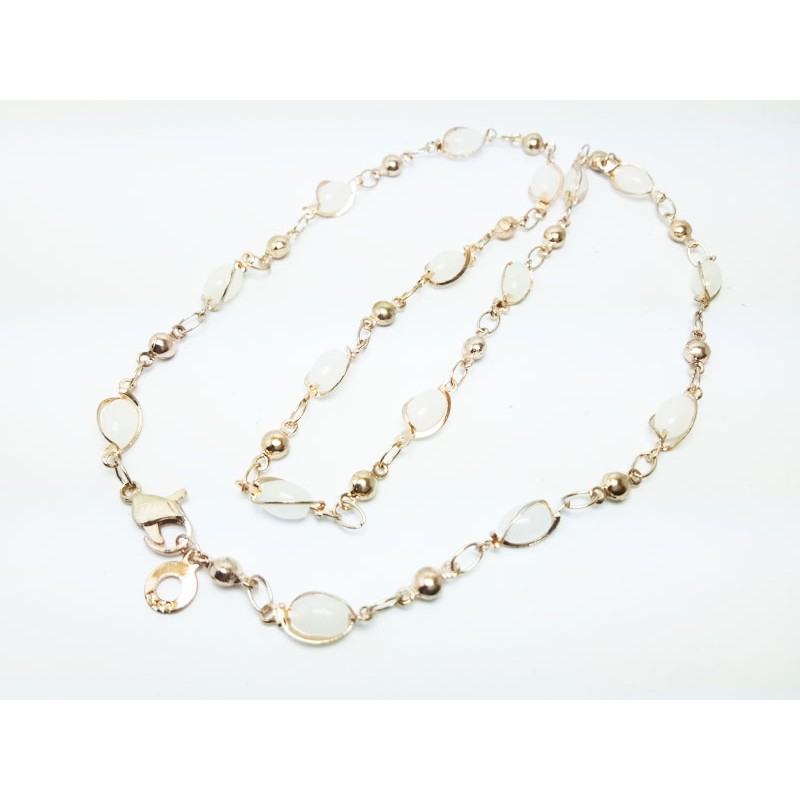 VeE Kalung Wanita Lapis Emas 18K Batu Giok Putih