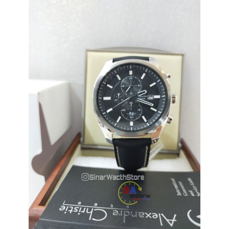 (ORIGINAL) Alexandre Christie 6550MC Jam tangan Kulit / AC 6550 Pria / AC