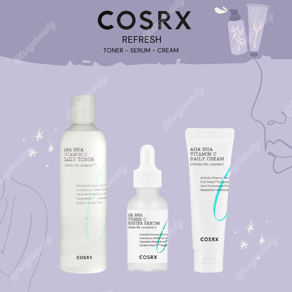 COSRX Refresh AHA BHA Vit C Toner, Serum, Cream