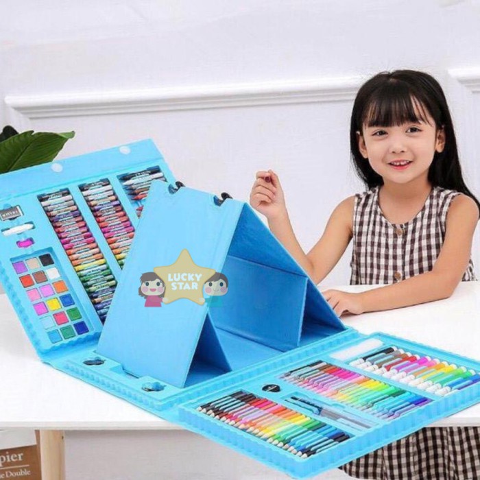 

[GRATIS ONGKIR] Crayon Anak Set 208 Pcs Pensil Warna Alat Lukis Set Crayon Set - Defect Biru TERJAMIN