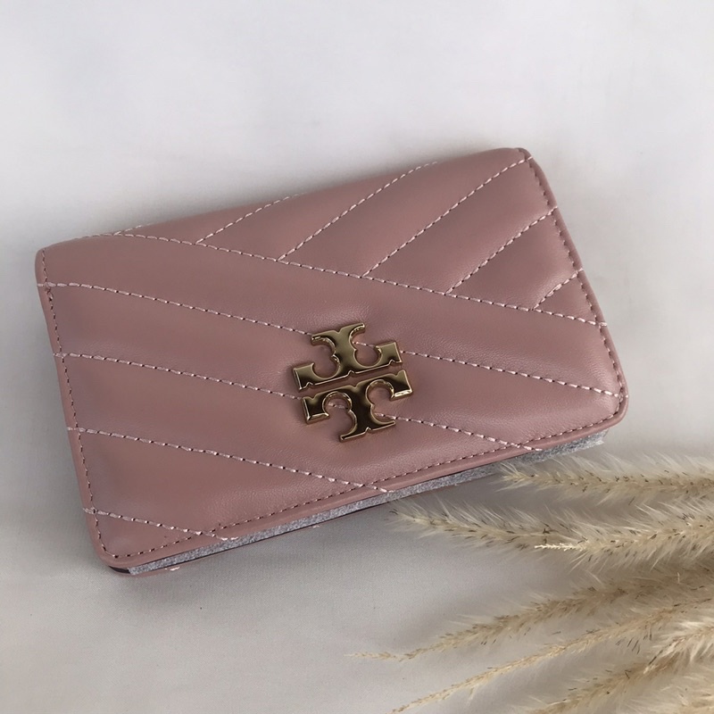 TB Kira Chevron Medium Slim Wallet Pink moon