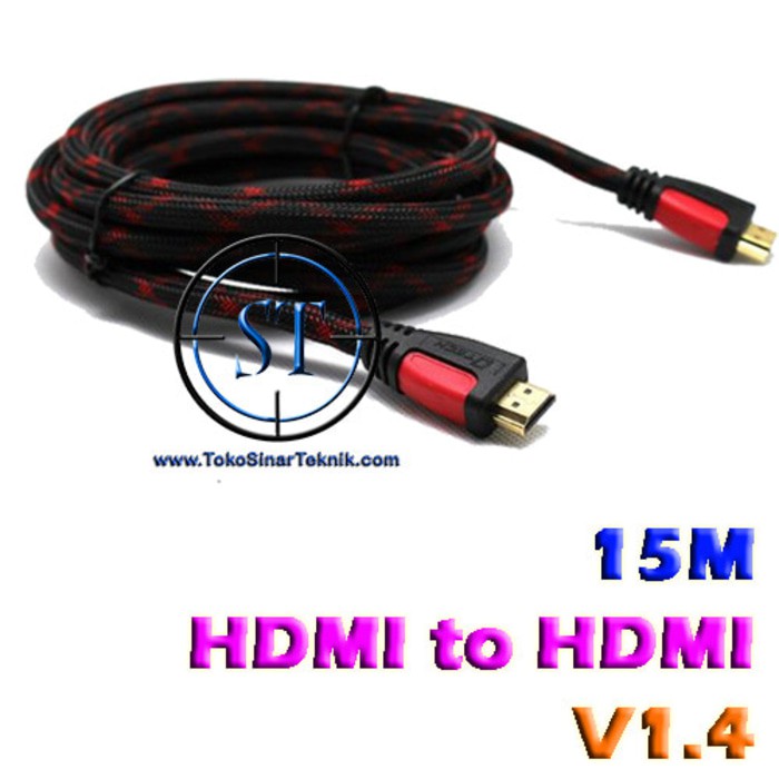 Kabel HDMI to HDMI 15M GOLD PLATE HIGH Quality for Video Digital Audio Televisi TV Ekstension Perpanjangan HDMi Male