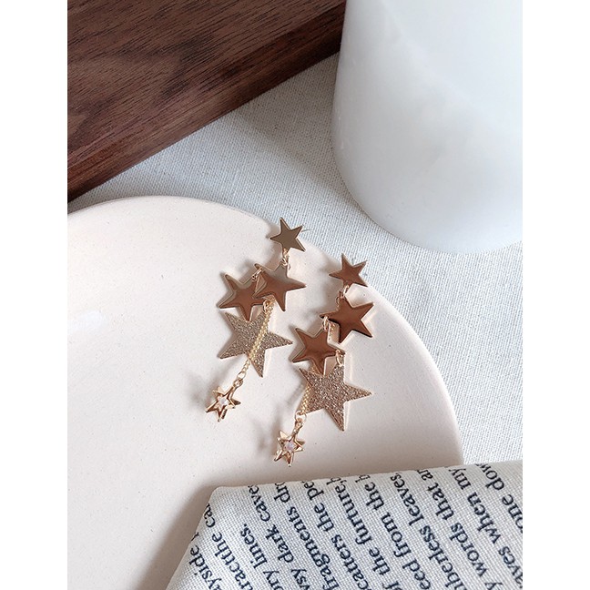 LRC Anting Tusuk Fashion Gold 925 Silver Needle Star Pearl Circle Hollow Earrings F50331