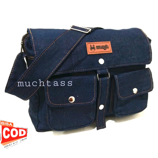 Tas Selempang Kanvas Tas Pria Selempang  Bahan Jeans Sling Bag Tas Kanvas Denim Tas Sekolah Tas Kuliah Tas Messenger Tas Hangout Tas Selempang Bahu Pria tas Kekinian Tas Distro