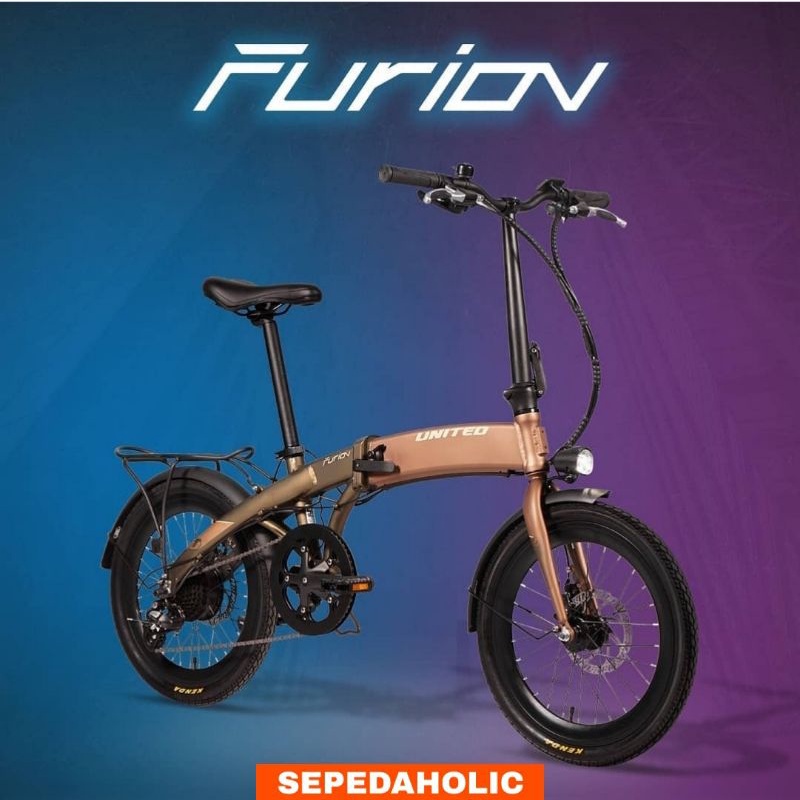 Sepeda Lipat Listrik UNITED FURION Electric E Bike Folding 20 Inch