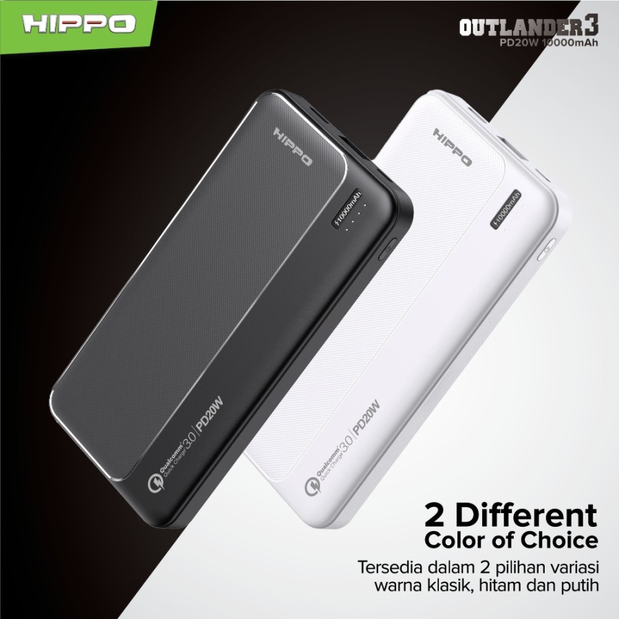 Hippo Powerbank Outlander 3 10000 mAh 20W 3A PD Fast Charging Qualcomm Quick Charge Power Bank Original Ori 10000mAh