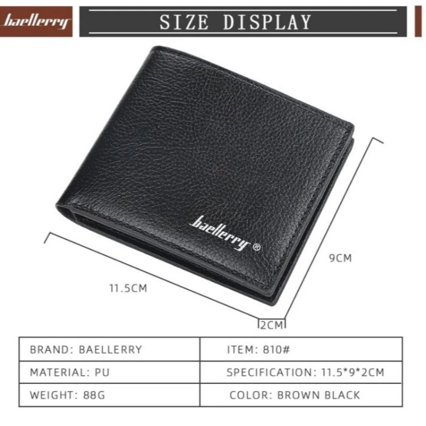 [ORIGINAL] Baellerry Dompet Lipat Pendek Kulit Pria Import Casual Style Men's Short Wallet PU Leather